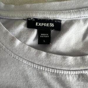 Express lavender Knit Blouse Eyelet Embroidered Short Sleeve Crew Neck Size L